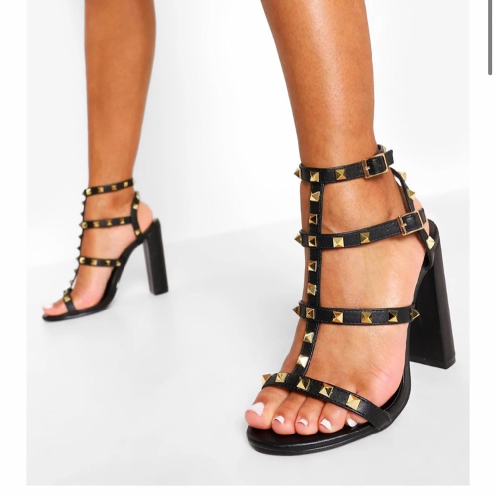 Black studded heels.